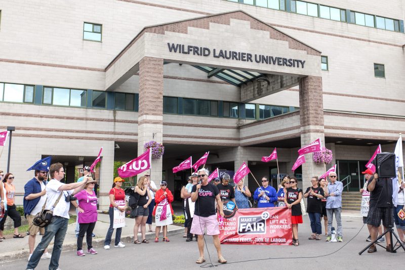 CUPE Ontario president, Fred Hahn, speaks on behalf of CUPE Ontario at Friday's rally. Photo by Bethany Bowles 