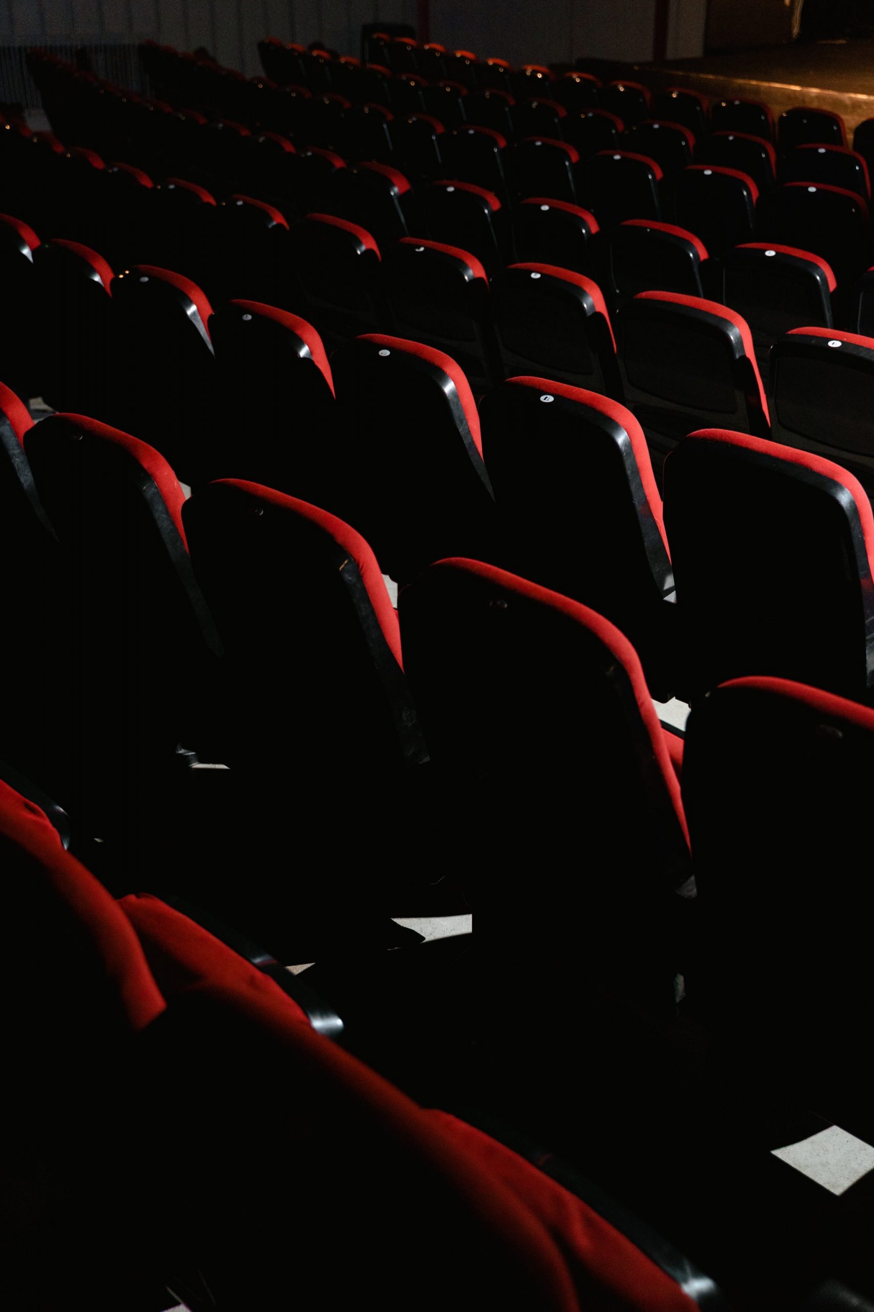 Image of seats in dimmed theatre.